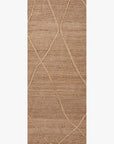 The Bodhi Rug - Natural / Natural Abstract by Loloi features a rectangular, hand-knotted design from 100% jute, showcasing an earthy texture and subtle wavy beige lines in an abstract pattern for a rustic touch.