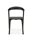 The Bok Dining Chair - Black Oak by Ethnicraft features a modern design with solid oak construction, a curved backrest, and four straight legs, shown from the front on a plain white background.