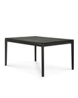 The Ethnicraft Bok Dining Table - Black is a rectangular wooden dining table with four straight legs and a modern design, shown against a white background.