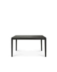 Front view of the Bok Extendable Dining Table - Black by Ethnicraft, featuring a modern rectangular design with slim tapered legs, crafted from solid European oak. Stylish and functional for any dining space.