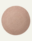 The Braid Rug - Blush by Armadillo&Co, a round, woven wool-blend rug in light brown, is displayed on an off-white background.