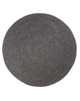 The Armadillo&Co Braid Rug - Charcoal, a round wool-blend rug in dark gray, is displayed from above on a white background.