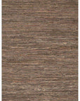 The Edge Rug - Brown by Loloi is a rectangular, flat-woven rug with a coarse texture and earthy brown tones, featuring subtle variations and horizontal streaks for a natural feel.