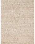 The Loloi Edge Rug - Ivory is a rectangular, hand-woven jute rug in natural beige with a subtle textured pattern, slightly uneven fibers for a rustic look, photographed on a plain white background.