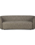 The Ellipse Sofa - Ash by Ethnicraft features a modern, gray upholstered design with a curved back and armrests, showcasing minimalist and contemporary style against a white background.