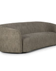 The Ethnicraft Ellipse Sofa - Ash features a modern curved silhouette in gray upholstery with a low back and hidden legs, shown against a plain white background.