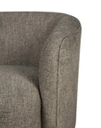 Close-up of the upper right section of the Ethnicraft Ellipse Sofa - Ash, featuring modern curved lines and textured gray upholstery, set against a white background.
