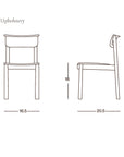 Line drawings of the contract-grade Noki Dining Chair | Black Oak by Wooden Stories, shown from front and side views with dimensions: 16.5" wide, 20.5" deep, seat height 18", total height 33". SOBU Oakland logo in lower right corner.