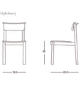 Line drawings of the contract-grade Noki Dining Chair | Black Oak by Wooden Stories, shown from front and side views with dimensions: 16.5" wide, 20.5" deep, seat height 18", total height 33". SOBU Oakland logo in lower right corner.