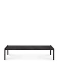 The Jack Outdoor Coffee Table by Ethnicraft features a minimalist, rectangular black teak design with four straight legs and a flat top, shown against a white background.