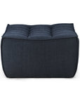 A Graphite rectangular upholstered ottoman from Ethnicrafts N701 Sectional Sofa, featuring a quilted tufted top and smooth high-performance fabric sides, viewed from the front against a white background.