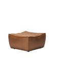 The Ethnicraft N701 Modular Sofa - Old Saddle features square, brown full aniline leather with a tufted top and rounded edges, showcased against a plain white background.