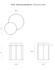Line drawing of two Ethnicraft Round Tray Side Table Set - S/L shown with dimensions: 24.4 diameter x 26 high and 19.3 diameter x 22.4 high, plus Ethnicraft logo and product number 20721.