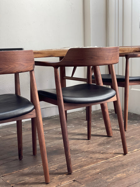 Walnut and online leather dining chairs