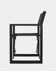 Side view of the Harbour Pacific Folding Chair - Black Teak, featuring a modern square frame and clean lines, set against a plain white background.