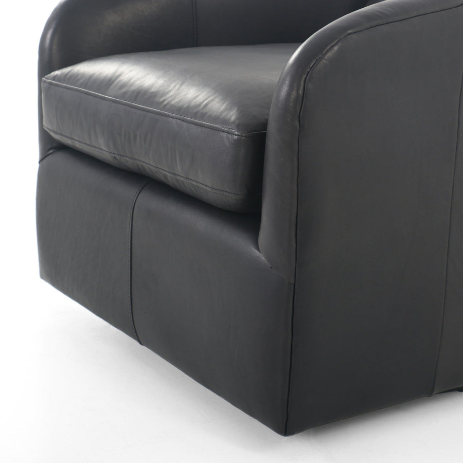 Topanga Swivel Chair - Heirloom Black Leather