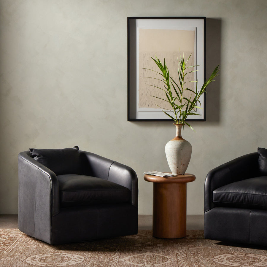 Topanga Swivel Chair - Heirloom Black Leather