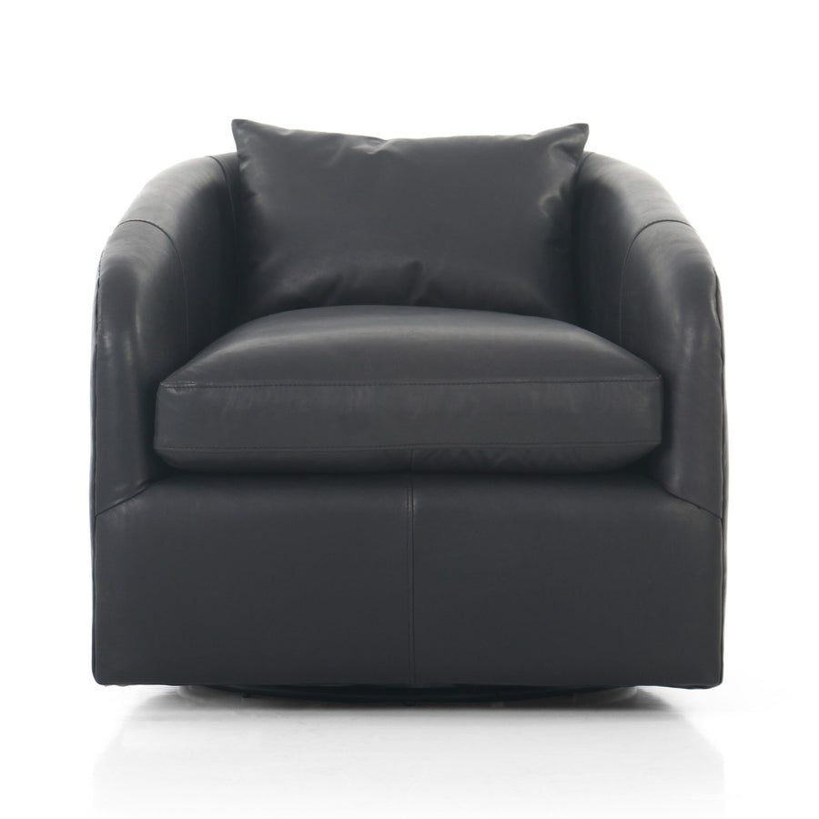 Topanga Swivel Chair - Heirloom Black Leather