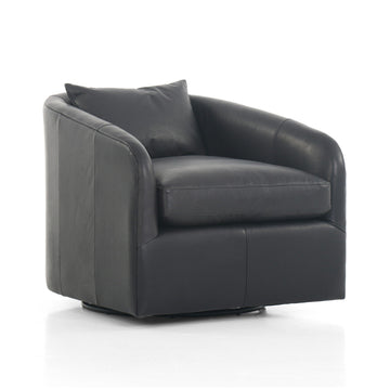 Topanga Swivel Chair - Heirloom Black Leather