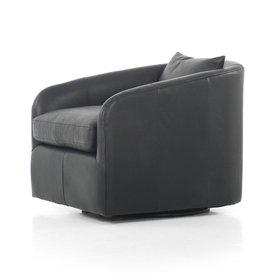 Topanga Swivel Chair - Heirloom Black Leather