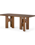 Rectangular Flow Dining Table | Teak Wild Brown by Ethnicraft, featuring a smooth solid wood tabletop supported by two sculptural, curved pedestal bases.