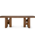 Rectangular Ethnicraft Flow Dining Table | Teak Wild Brown in dark wood with rounded corners, supported by two sculptural H-shaped legs.