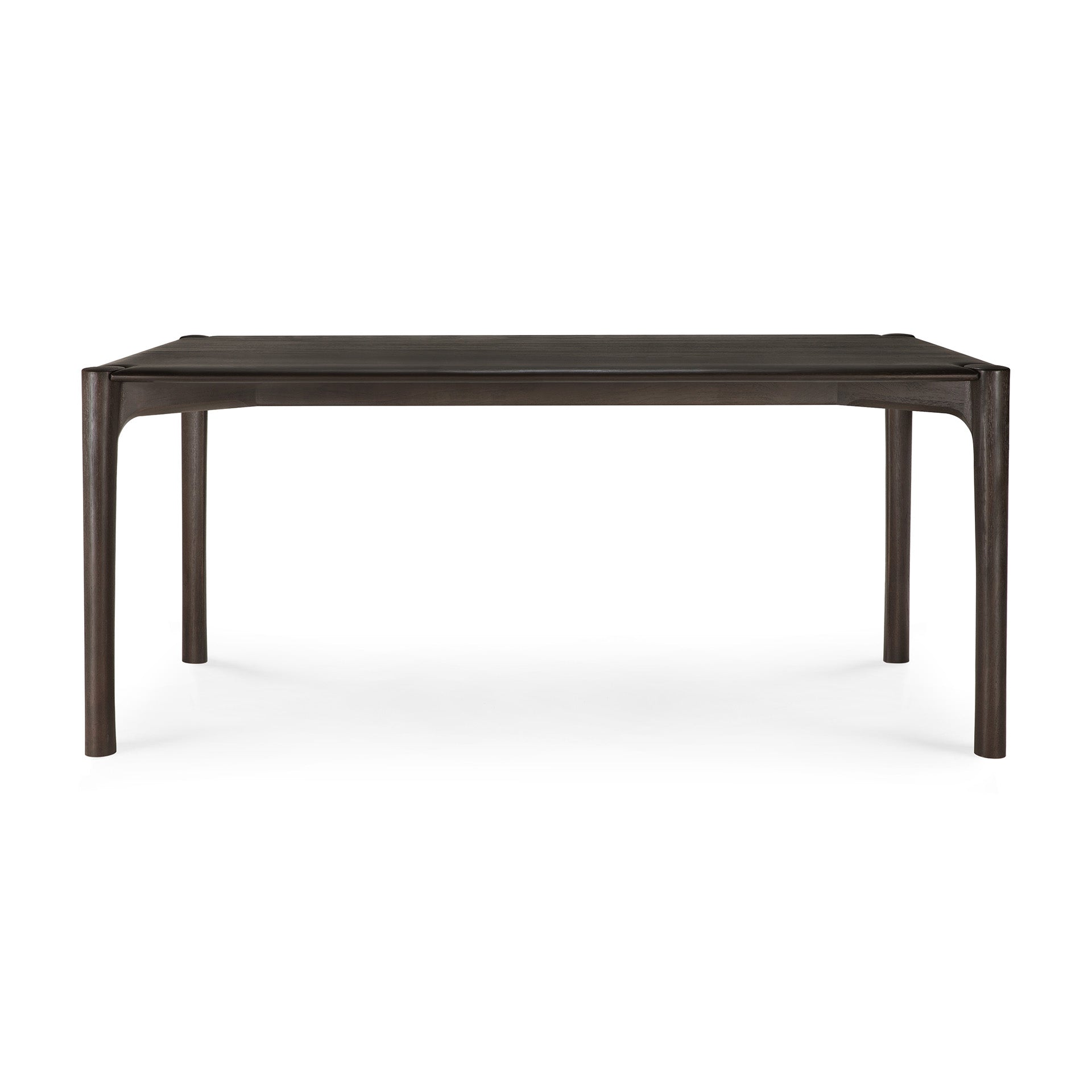 The PI Dining Table - Teak Dark Brown by Ethnicraft features a rectangular solid teak build with four straight legs and a minimalist design, shown against a white background.