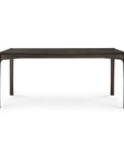 The PI Dining Table - Teak Dark Brown by Ethnicraft features a rectangular solid teak build with four straight legs and a minimalist design, shown against a white background.
