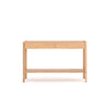 The Nell Console by Wooden Stories is a light oak table with two soft-close drawers, a lower shelf, and clean, minimalist Scandinavian lines, shown against a plain white background.