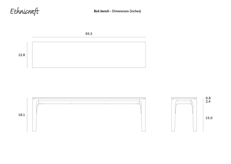 Bok Bench - Varnished Teak