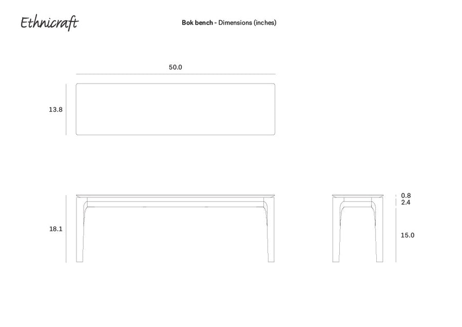 Bok Bench - Varnished Teak