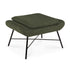 The Ethnicraft Barrow Footstool - Pine Green features a textured green cushion, rounded edges, and outward-angled black metal legs—ideal for bringing vintage-inspired charm to any room.