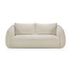 The Ethnicraft Figur Sofa | 2 seater is a modern piece in light beige, featuring rounded armrests and two generous back cushions. Shown from the front against a white background, it serves as an ideal centerpiece for contemporary living spaces.