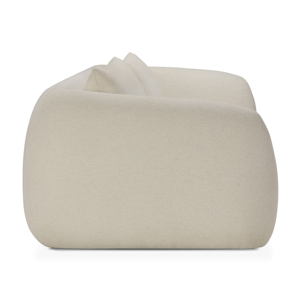 Side view of a modern, cream-colored, low-profile armchair with rounded edges and a smooth, minimalist design—perfectly complementing the Ethnicraft Figur Sofa | 2 seater in any contemporary living space.