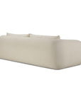 A modern, minimalist beige Figur Sofa by Ethnicraft with rounded edges and two back cushions, ideal for contemporary spaces, viewed from the back against a white background.