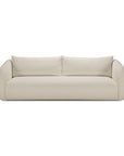 A modern, minimalist beige Figur Sofa by Ethnicraft with plush cushions and rounded armrests, shown from the front against a white background—ideal for contemporary living spaces.