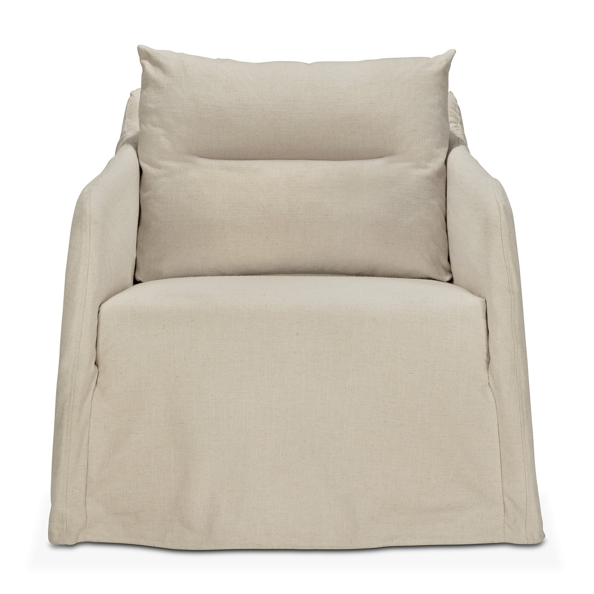 The Ethnicraft Weave Lounge Chair - Bone, shown from the front against a white background, features a wide cushioned seat and plush back pillow for effortless comfort and timeless style in any room.