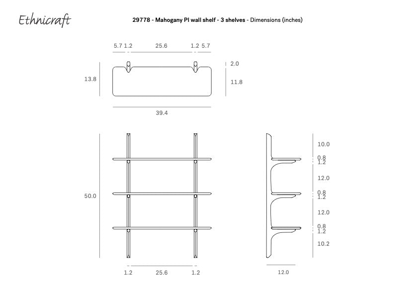 PI Wall Shelf - Mahogany (3 shelves)