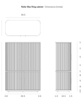 Technical drawing of the Roller Max Filing Cabinet by Ethnicraft, featuring dimensions of 56″ tall, 39.5″ wide, and 17.5″ deep. Includes front, side, and top views with detailed inch markings—perfect for accurate office storage planning.