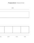 Line drawing showing the dimensions in inches of a long, four-sectioned Ethnicraft PI Light hanging sideboard.