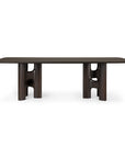Ethnicraft Flow Dining Table in mahogany rose brown featuring a smooth, rectangular solid wood top and two sculptural, H-shaped pedestal legs.