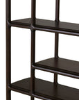 An Ethnicraft Eda Rack made of dark wood with rounded, seamless corner joints.