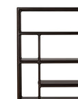Dark wood Ethnicraft Eda rack with rounded edges and an asymmetrical grid of open compartments.