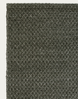 Close-up of the Armadillo&Co Sherpa Rug - Kelp, featuring a textured, dark gray hand-woven wool surface with a tightly stitched pattern; the top left corner and edges are shown against a white background.