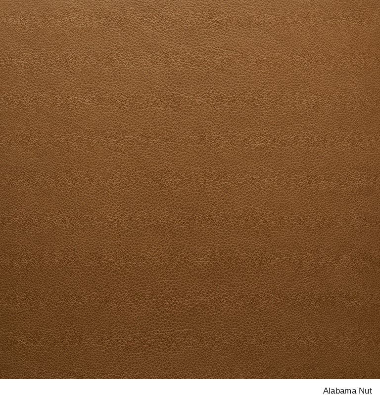 SOBU Material Swatches Alabama Nut brown leather swatch with a textured grain from the Danish Collection.