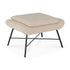 The Barrow Footstool - Off White by Ethnicraft features premium upholstery, a cushioned top, and slim black metal legs in an angular design, bringing a subtle vintage vibe to your space.