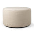 The Ethnicraft Barrow Pouf - Off White / Large is a round ottoman in textured Italian fabric, featuring a flat top, no visible legs, and shown on a white background.