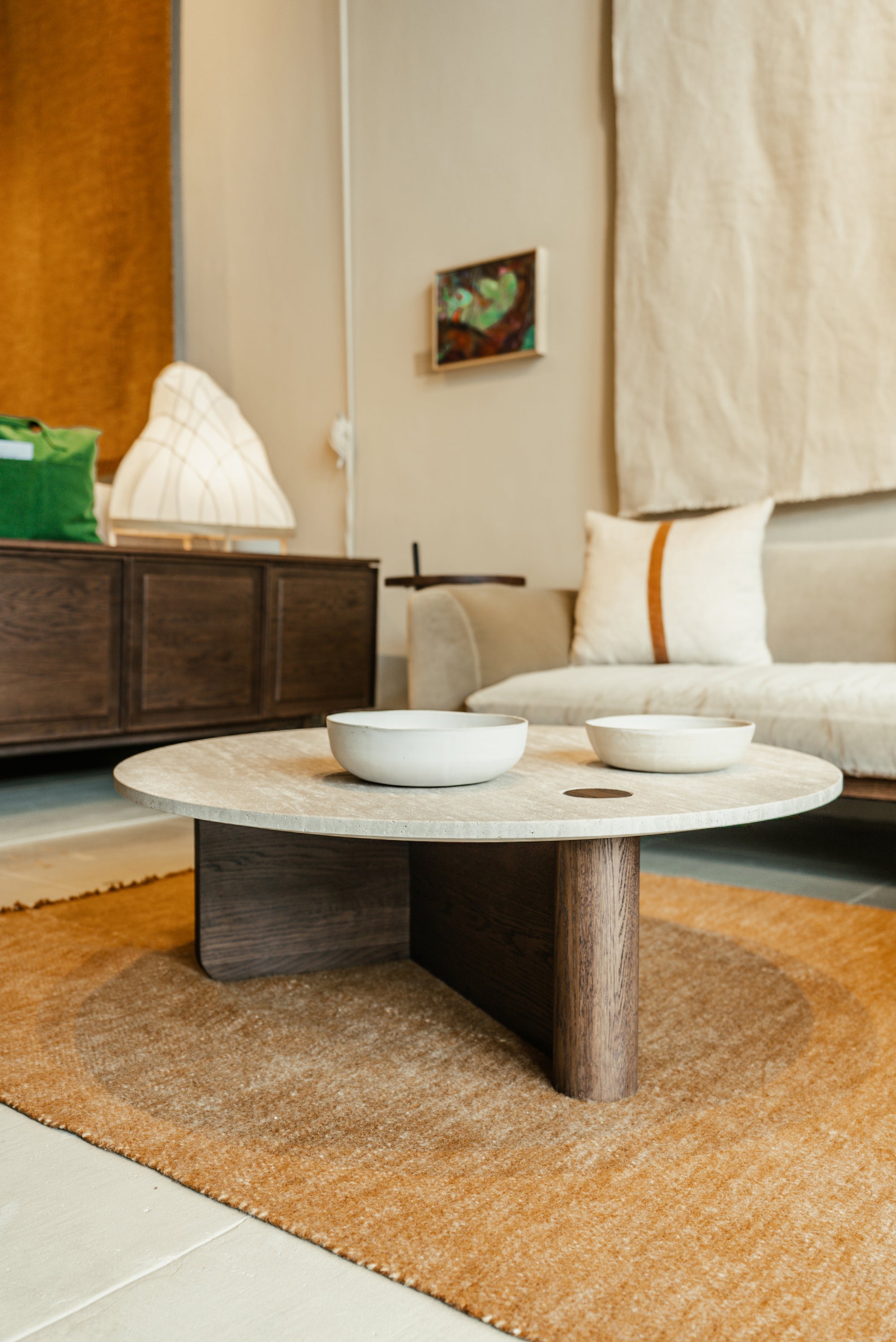 Pivot Coffee Table with Travertine Stone Top
