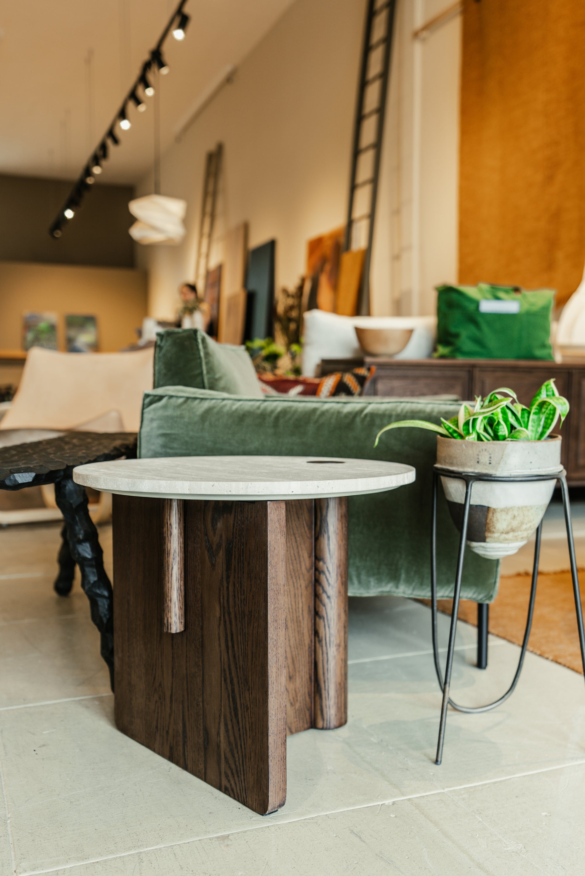 Pivot Side Table in Dark Wood