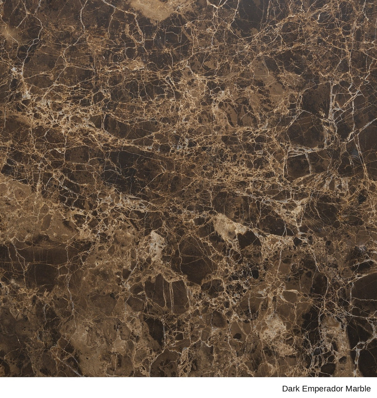 Material Swatches dark brown marble from the Danish Collection featuring a dense pattern of light-colored veining.